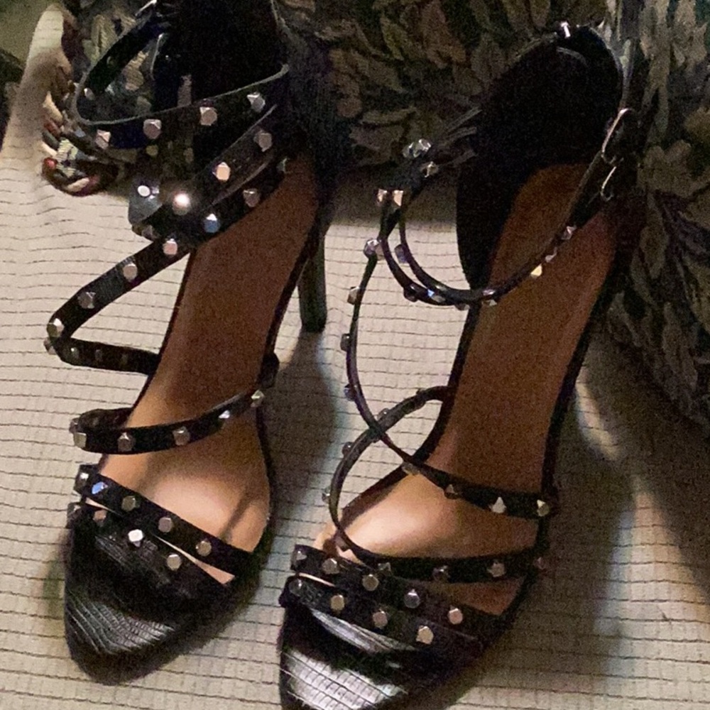 Mossimo Supply Co Black Stiletto Heels with Studded Straps
